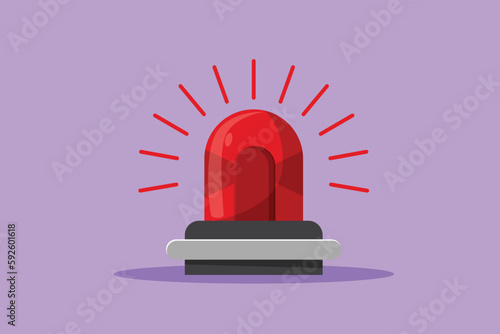 Character flat drawing emergency siren logo, symbol. Red flasher. Fire warning sign, police alarm, ambulance alarm, medical alert. Siren rescue or ambulance light. Cartoon design vector illustration