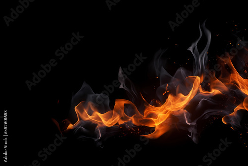 Fire on black background. Generative AI © Daniel
