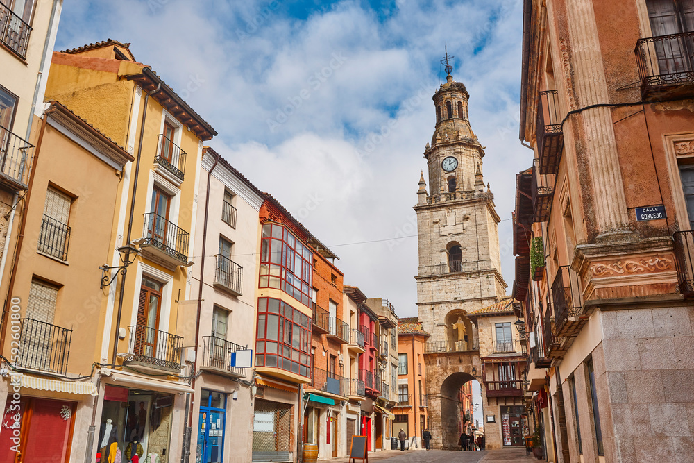 Traditional street with colored facades. Toro village. Castilla Leon, Spain