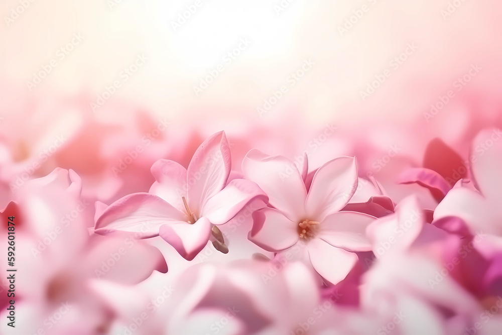 Pink blossom flowers background. Generative AI