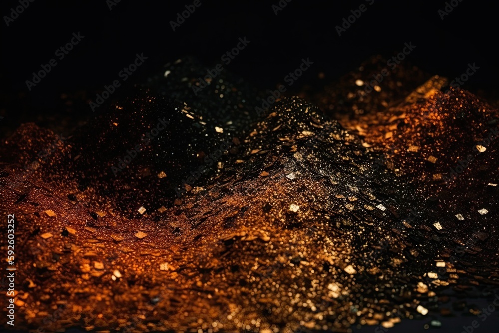 Gold glittering star magic dust and coins on background. Generative AI Gold glittering star magic dust and coins on background. Generative AI