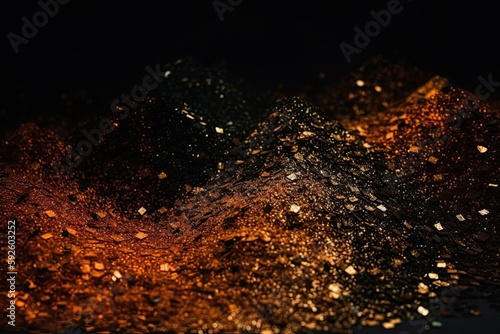 Gold glittering star magic dust and coins on background. Generative AI