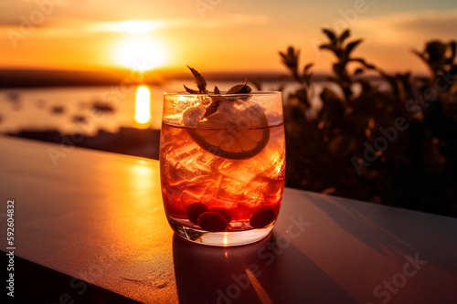 Summer cocktail at sunset