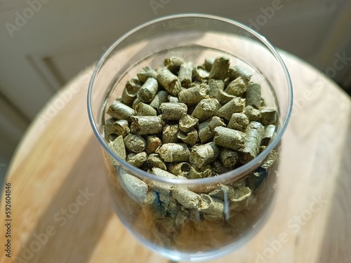 hops in a beer glass