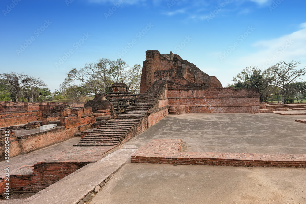 The ruins of Nalanda Mahavihara, Nalanda University Excavated Site, India