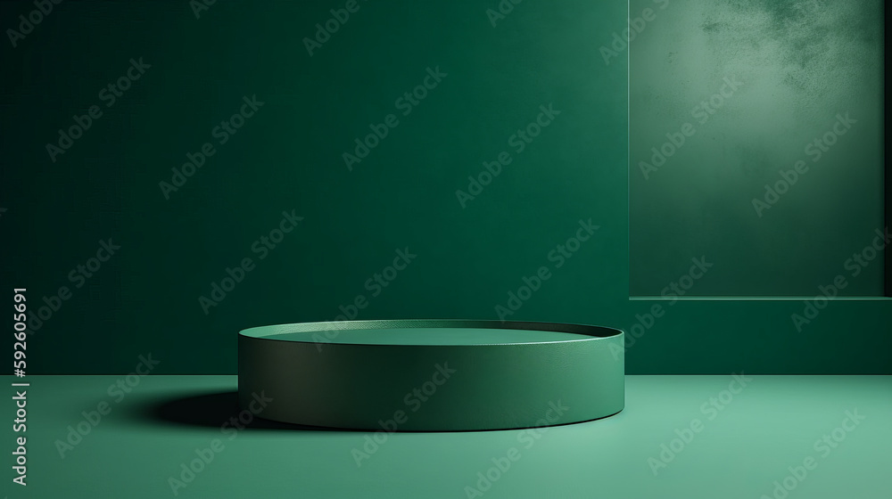 Abstract green background podium with shadow. Al generated Abstract green background podium with shadow. Al generated