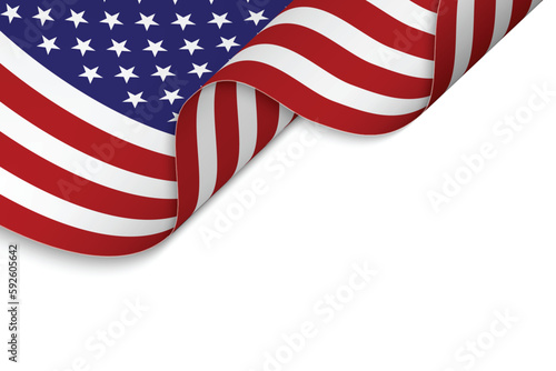 Waving flag of United States.