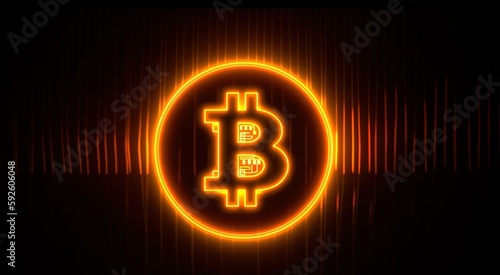 Golden Bitcoins on black background created with Generative AI