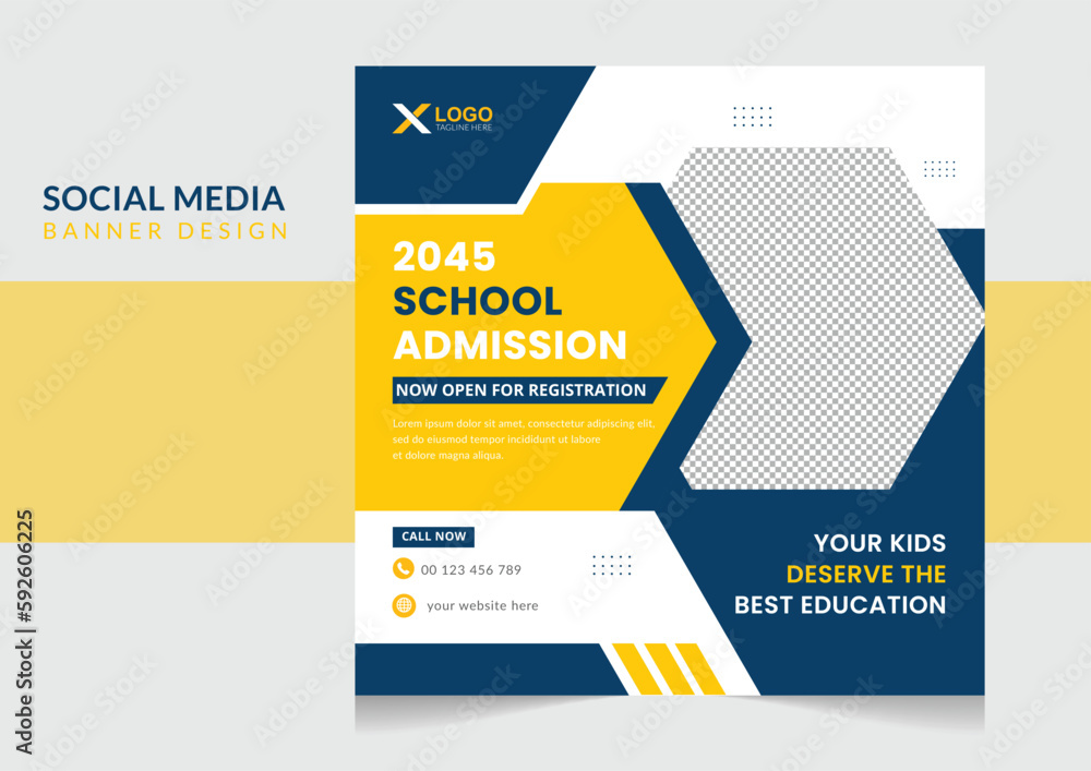 Admission social media post and web banner design template Admission social media post and web banner design template