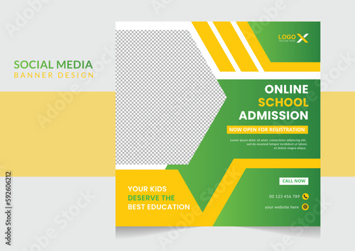 Admission social media post and web banner design template