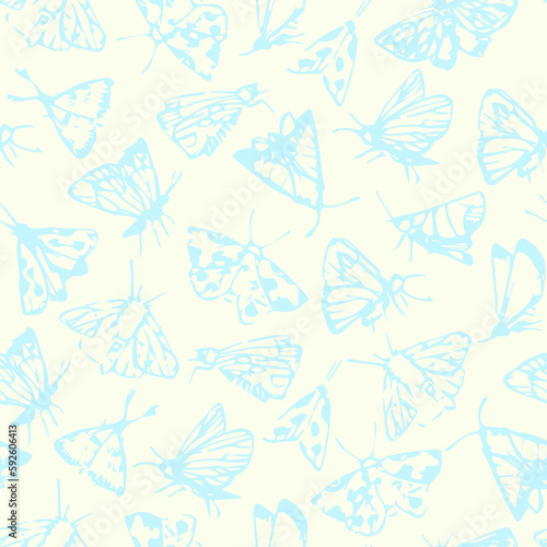 Wallpaper Mural Seamless pattern with fantasy moths, butterflies in pencil drawing sketch. Happy summer illustration. Wallpaper, textile, backgound for kids Torontodigital.ca