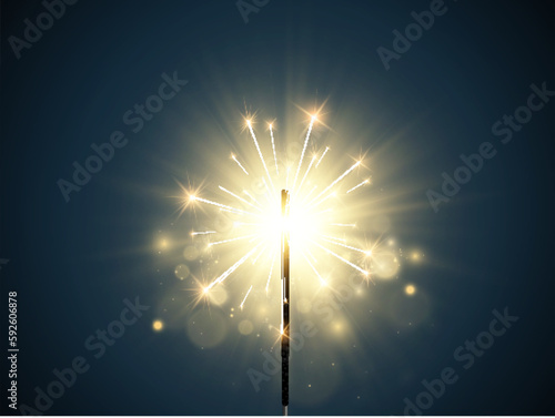 Vector illustration of sparklers on a transparent background.
