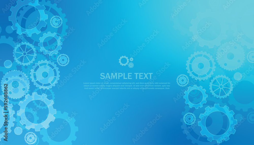 Abstract futuristic Cog Gear Wheel with arrows on  blue color background. with Vector illustration gear wheel, Hi-tech digital technology and engineering, digital telecom technology concept. - obrazy, fototapety, plakaty 