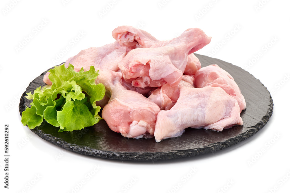Chicken Drumette, wignette, flat wings on white background. Chicken Drumette, wignette, flat wings on white background.