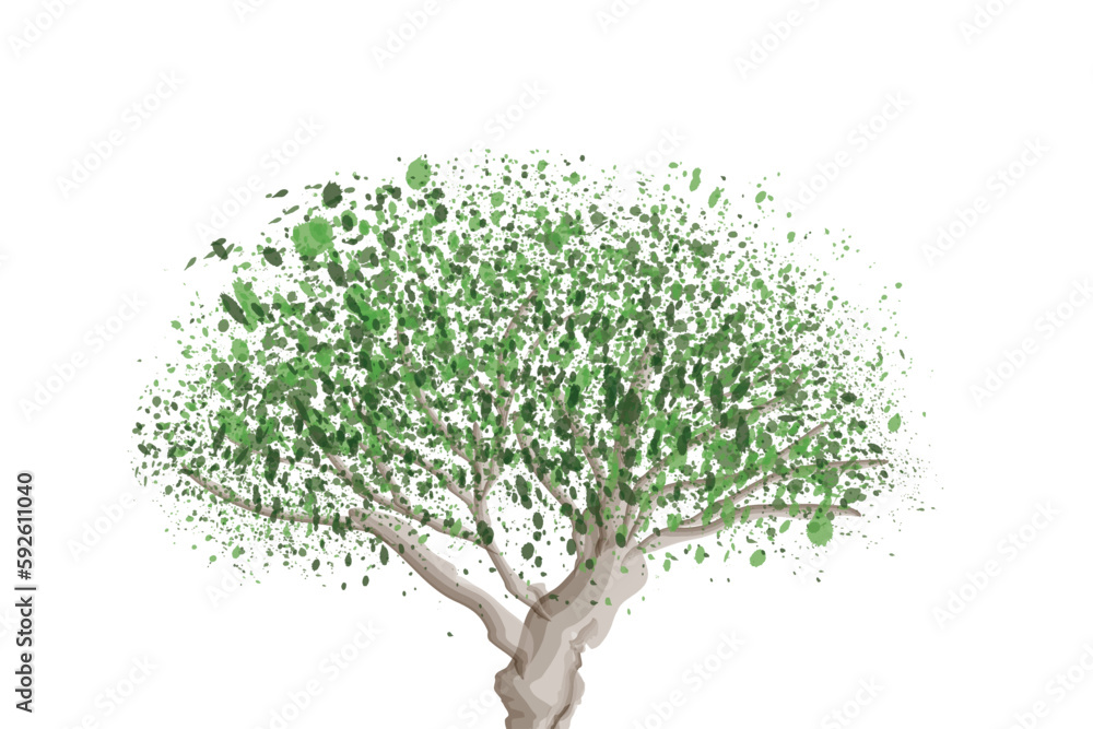 Fototapeta premium Watercolor Tree Illustration drawing vector