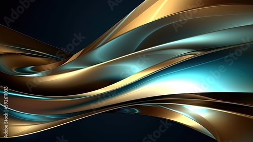 Abstract shapes with a metallic sheen and a minimalistic approach created with generative AI technology