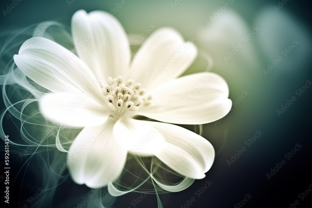 Obraz premium Abbildung einer abstrakten, weißen Blume in voller Blüte (Generative AI)