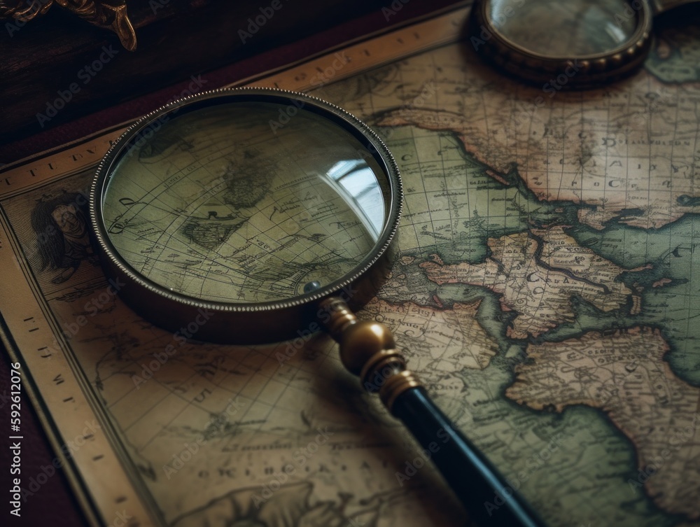 A magnifying glass over a world map A magnifying glass over a world map