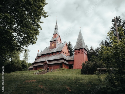 Beautiful closeup of a Gustav Adolf Stave Church in Hahnenklee photo