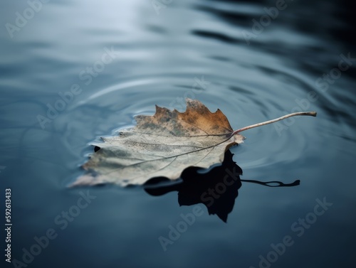 A single leaf floating on water © Suplim