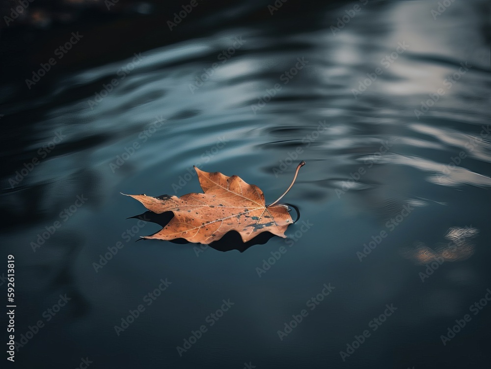 A single leaf floating on water A single leaf floating on water