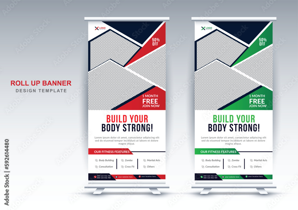 Modern fitness gym rollup banner design template Modern fitness gym rollup banner design template