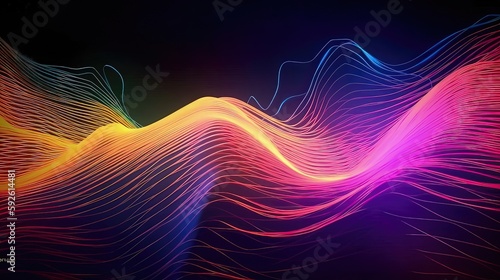 This abstract digital wave background with futuristic vibes offers a glimpse into the possibilities of the digital future. Generated by AI.