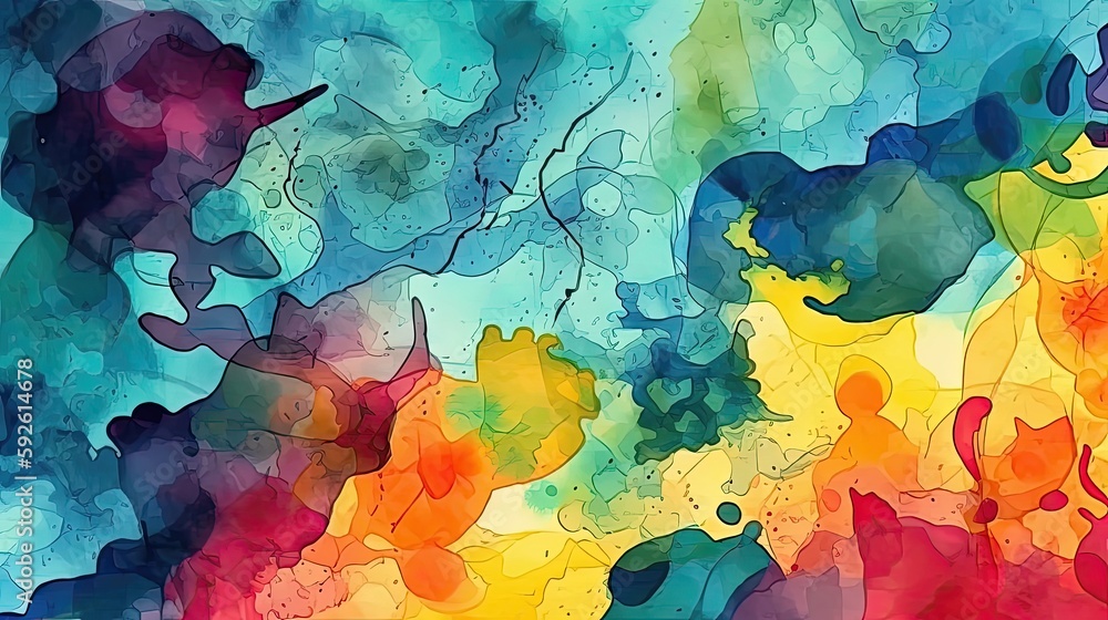 The soft and gentle qualities of watercolors are on full display in this abstract background, with vibrant and rich colors adding depth and complexity. Generated by AI. The soft and gentle qualities of watercolors are on full display in this abstract background, with vibrant and rich colors adding depth and complexity. Generated by AI.