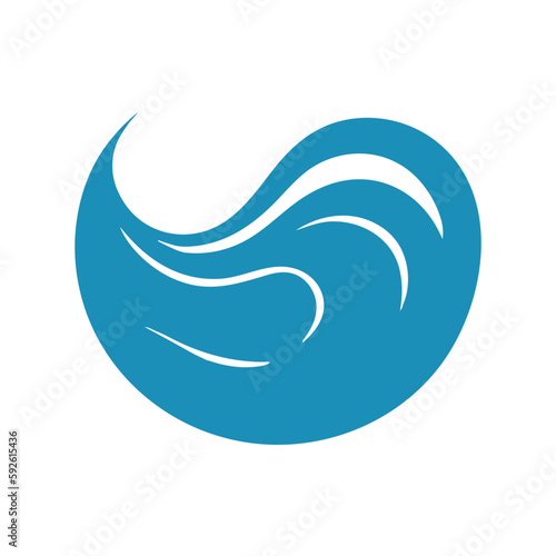 Wave simple minimal logo.Creative sea or ocean illustration. Modern company or corporate element. Abstract geometric icon. Vector illustration. Branding for water. Surf ripple and rive flat blue shape