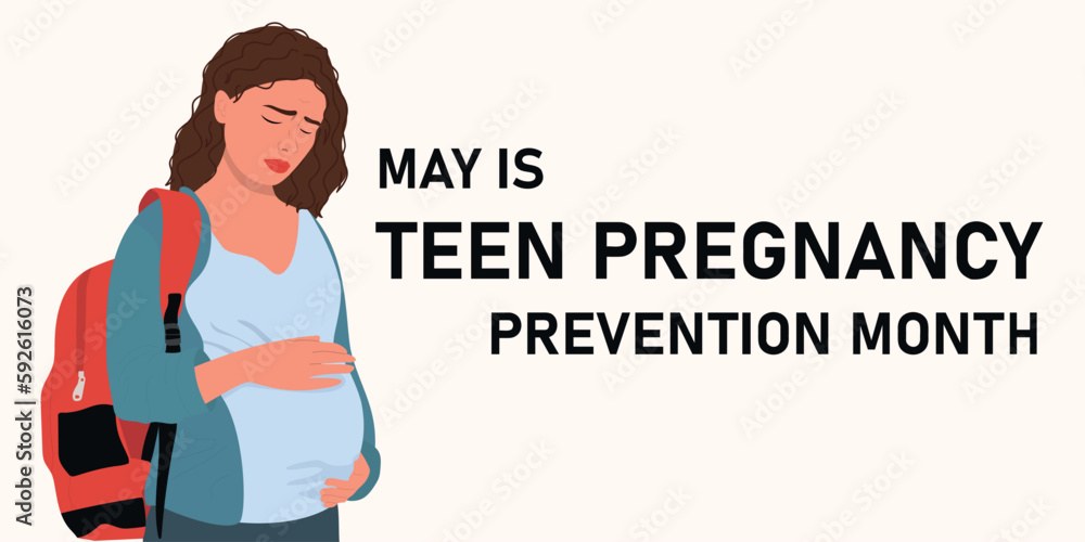 Pregnant sad teenage girl. Teen pregnancy prevention concept. Modern ...