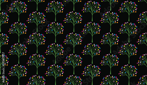 Geometric ethnic pattern seamless flower color oriental.
seamless pattern.Design for fabric,curtain,black background, carpet, shawl,clothing,wrapping, Batik,fabric,handkerchief,Vector illustration.