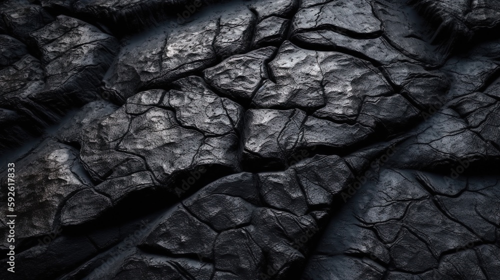 Black rock background. Dark gray stone texture. Black grunge background