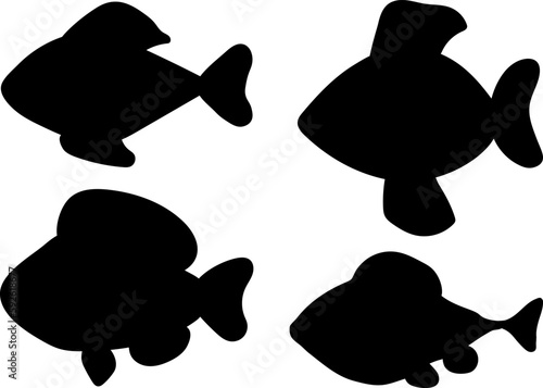 Set fish black silhouette vector illustration