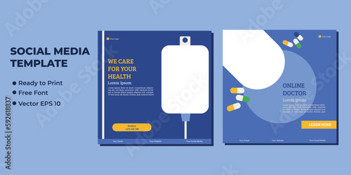 Medical healthcare service social media post template design. Hospital, doctor, clinic and dentist health business promotion flyer poster.