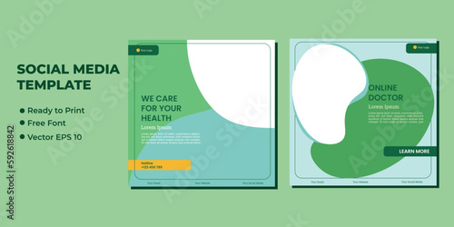 Medical healthcare service social media post template design. Hospital, doctor, clinic and dentist health business promotion flyer poster.