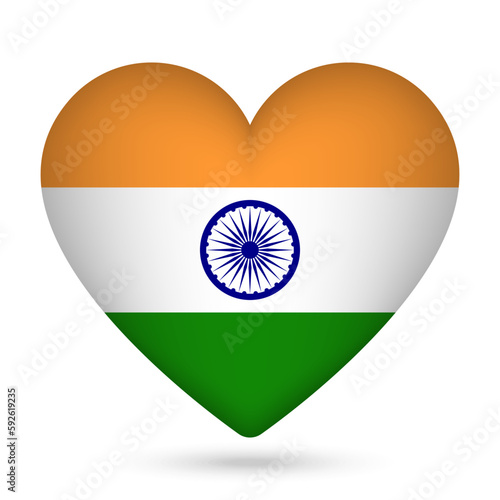 India flag in heart shape. Vector illustration.