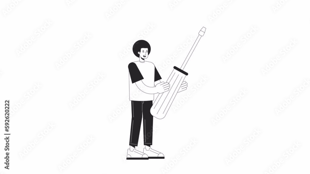 Man holding screwdriver bw animation. Animated happy male mechanical engineer 2D flat monochromatic thin line character. 4K video concept footage with alpha channel transparency for web design Man holding screwdriver bw animation. Animated happy male mechanical engineer 2D flat monochromatic thin line character. 4K video concept footage with alpha channel transparency for web design