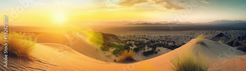 Sunrise from the top of a sand dune in a desert 2｜Generative AI
