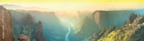 Sunrise from the top of a canyon｜Generative AI