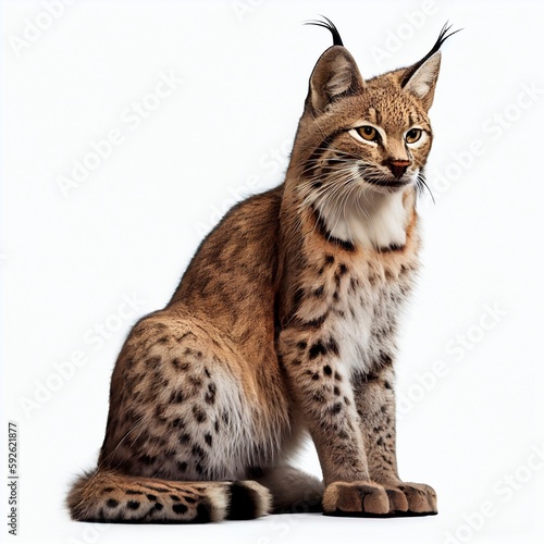  Bobcat on isolated white background Generative AI