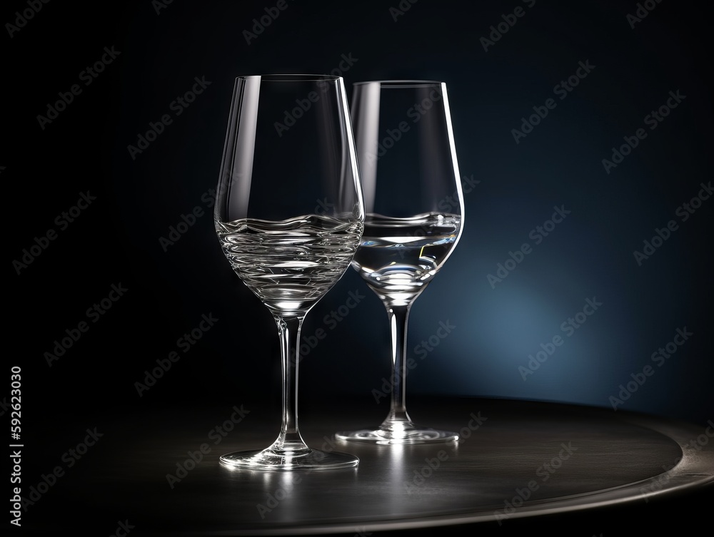 A single, elegant champagne glass on a plain background