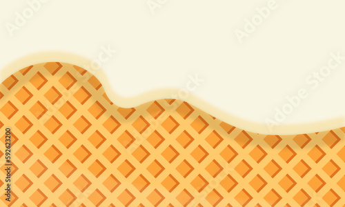 abstract background vector with melted vanilla ice cream and cone pattern. seamless illustration design cone strips ice cream for wallpaper, banner, greeting card, printing, web, desktop, backdrop