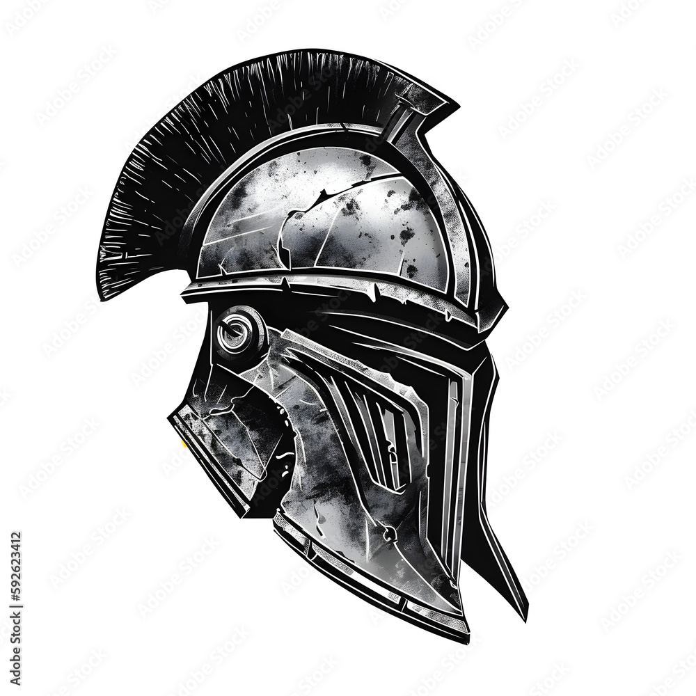 ancient Spartan helmet on transparent background, generative ai - obrazy, fototapety, plakaty 