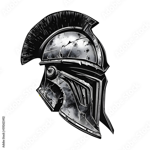 Fototapeta ancient Spartan helmet on transparent background, generative ai