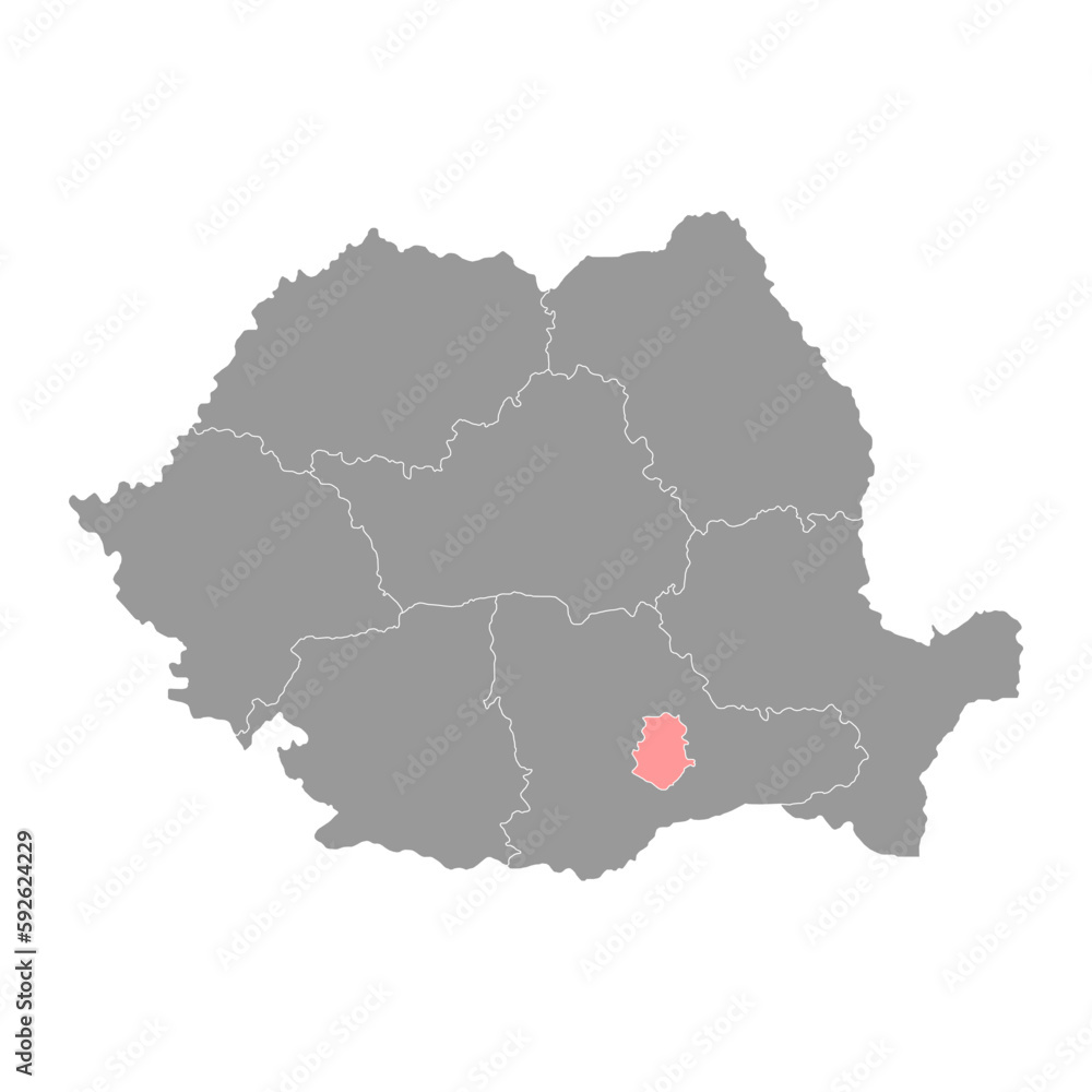 Bucharest Ilfov development egion map, region of Romania. Vector illustration.