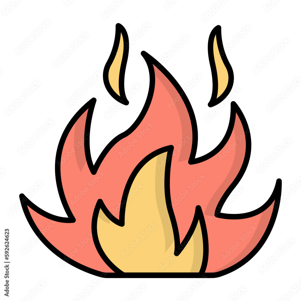 Fire Flame Line Color Icon