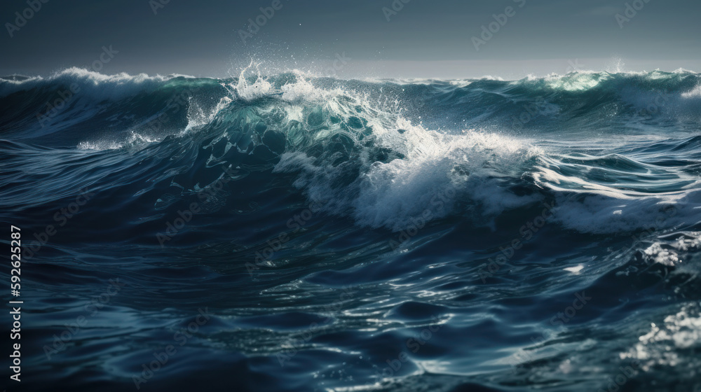 Background illustration oceans waves with a deep blue color realistic. Al generated Background illustration oceans waves with a deep blue color realistic. Al generated