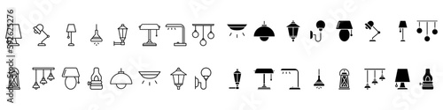 Lamp icon vector set. illuminator construction illustration sign collection. lighting symbol or logo. photo