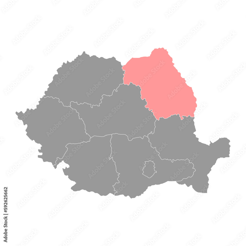 Nord Est development region map, region of Romania. Vector illustration.