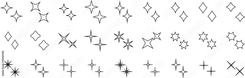Sparkle icon vector set. Star icons. black. Sparkle icon vector set. Star icons. black.